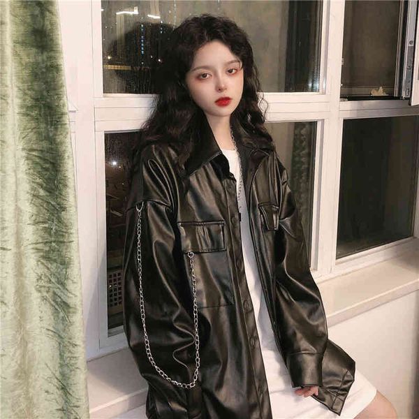 leather autumn oversize loose plutonium leather fashion streetwear female jacket, Black
leather autumn oversize loose plutonium leather fashion streetwear female jacket, Black