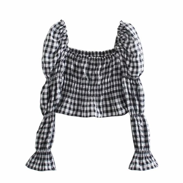 spring women square collar puff sleeve plaid short blouse female shirt casual lady crop blusas s8683 210430, White
spring women square collar puff sleeve plaid short blouse female shirt casual lady crop blusas s8683 210430, White
