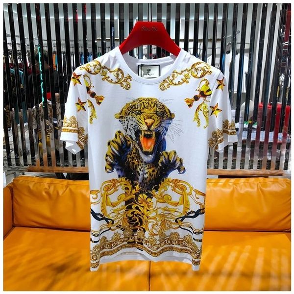 men's t-shirts summer luxury korean black animal gold thin exquisite undershirt puncture leopard print trend male mark short sleeve pjs, White;black
men's t-shirts summer luxury korean black animal gold thin exquisite undershirt puncture leopard print trend male mark short sleeve pjs, White;black