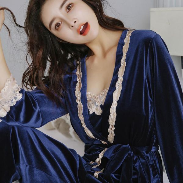 female velvet sleepwear autumn winter pajamas embroidery sleep lounge 3 pieces for women pijama home clothing women's, Black;red
female velvet sleepwear autumn winter pajamas embroidery sleep lounge 3 pieces for women pijama home clothing women's, Black;red