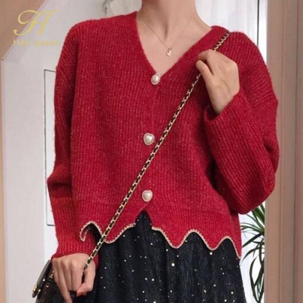 women's knits & tees h han queen 2021 winter fashion wave lace love pearl button v-neck cardigan warm knitted sweater coat long sleeve, White
women's knits & tees h han queen 2021 winter fashion wave lace love pearl button v-neck cardigan warm knitted sweater coat long sleeve, White