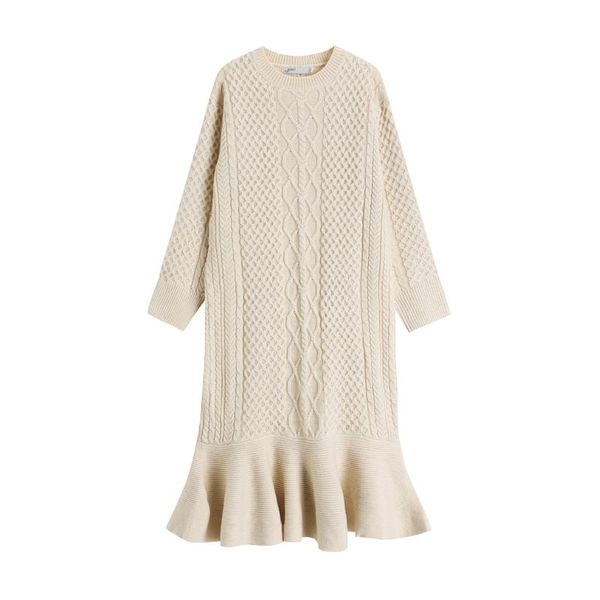 casual dresses 2021 autumn winter female ruffles long sleeve fishtail dress korean loose o-neck retro twist texture knee-length knitted, Black;gray
casual dresses 2021 autumn winter female ruffles long sleeve fishtail dress korean loose o-neck retro twist texture knee-length knitted, Black;gray