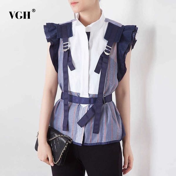 vgh striped see through shirt for women stand collar short sleeve patchwork ruffle casual blouse female fashion summer 210721, White
vgh striped see through shirt for women stand collar short sleeve patchwork ruffle casual blouse female fashion summer 210721, White