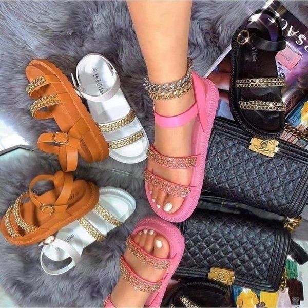 sandals flats women ladies solid color platform casual shoes open toe buckle metal chain decoration wedges shoes3339, Black
sandals flats women ladies solid color platform casual shoes open toe buckle metal chain decoration wedges shoes3339, Black