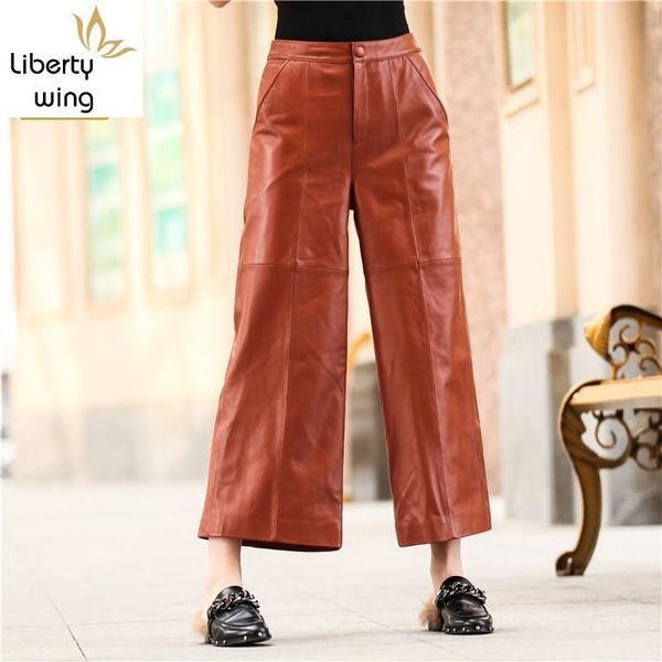women's pants & capris 2021 spring women brown genuine leather loose fit wide ladies trousers streetwear fashion female, Black;white
women's pants & capris 2021 spring women brown genuine leather loose fit wide ladies trousers streetwear fashion female, Black;white