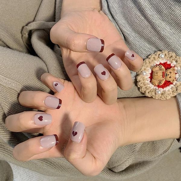 false nails 24pcs artificial with glue short love coffee nail stickers complete fake press on designs dl, Red;gold
false nails 24pcs artificial with glue short love coffee nail stickers complete fake press on designs dl, Red;gold