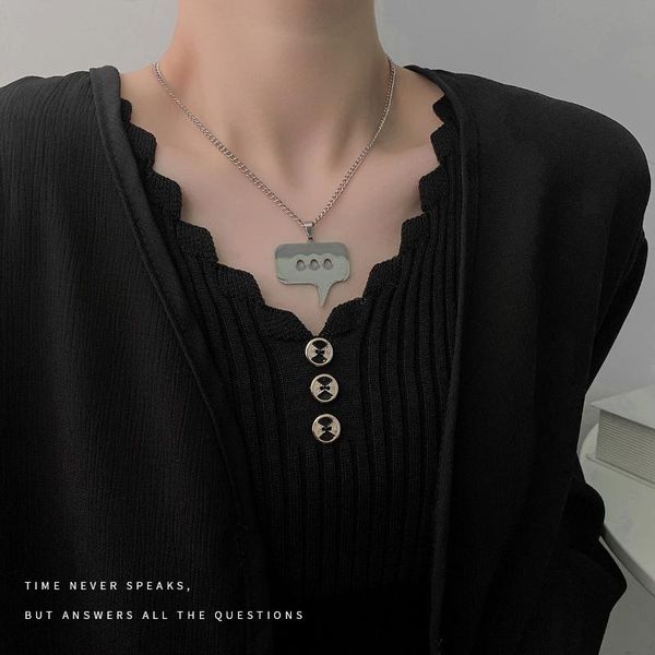pendant necklaces japanese korean hip hop men women titanium steel necklace chat message dialog stainless accessories, Silver
pendant necklaces japanese korean hip hop men women titanium steel necklace chat message dialog stainless accessories, Silver