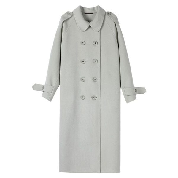 women's wool & blends double-breasted lapel mid-length loose over the knee high-end artificial woolen coat women, Black
women's wool & blends double-breasted lapel mid-length loose over the knee high-end artificial woolen coat women, Black