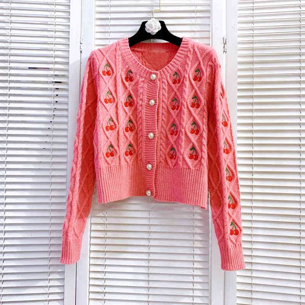 women's jackets pink sweet brand coat clothing 2021 winter o-neck single breasted cherry embroidery slim long sleeve cardigan knit swea, Black;brown
women's jackets pink sweet brand coat clothing 2021 winter o-neck single breasted cherry embroidery slim long sleeve cardigan knit swea, Black;brown