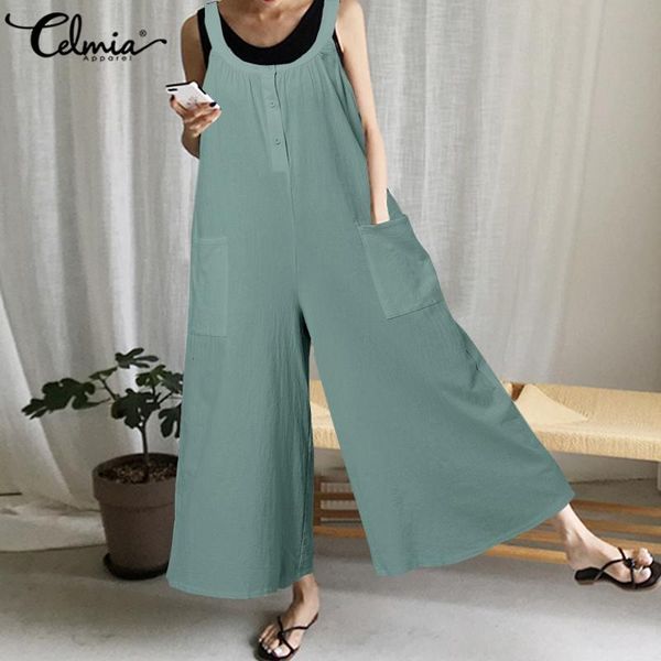 celmia women vintage solid jumpsuits 2021 fashion wide leg pants cotton linen playsuits casual loose sleeveless romper plus size women', Black;white
celmia women vintage solid jumpsuits 2021 fashion wide leg pants cotton linen playsuits casual loose sleeveless romper plus size women', Black;white