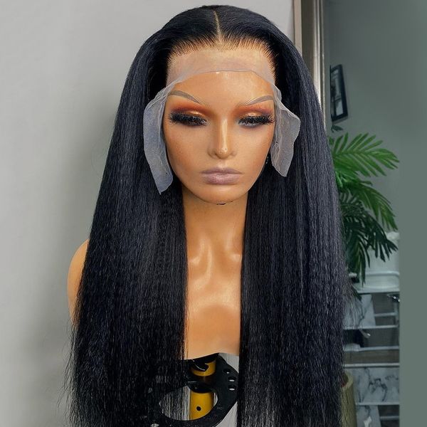 kinky straight 180 density black color yaki lace front wig for black women with baby hair synthetic heat resisitant glueless natural looking, Black;brown
kinky straight 180 density black color yaki lace front wig for black women with baby hair synthetic heat resisitant glueless natural looking, Black;brown