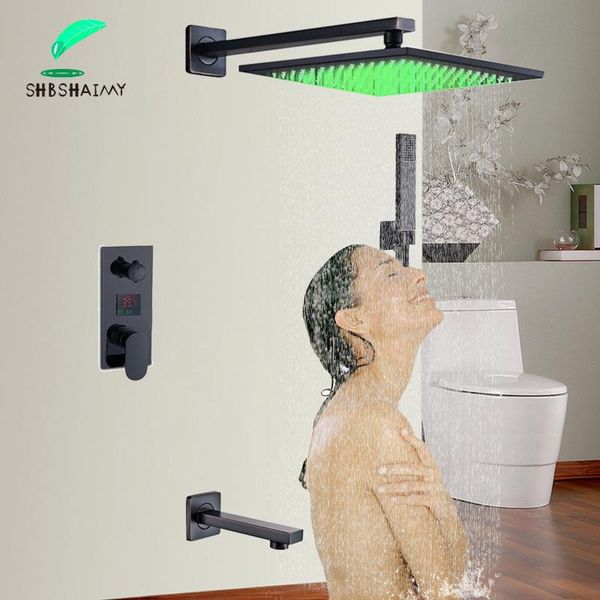 8 10 12 16'' black bathroom shower faucet wall mounted 3-ways led rainfall head embedded box digital display sets
8 10 12 16'' black bathroom shower faucet wall mounted 3-ways led rainfall head embedded box digital display sets