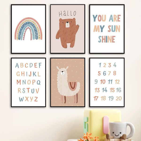 paintings bear alpaca rainbow sunshine alphabet wall art print canvas painting nordic poster pictures baby kids room playroom decor
paintings bear alpaca rainbow sunshine alphabet wall art print canvas painting nordic poster pictures baby kids room playroom decor