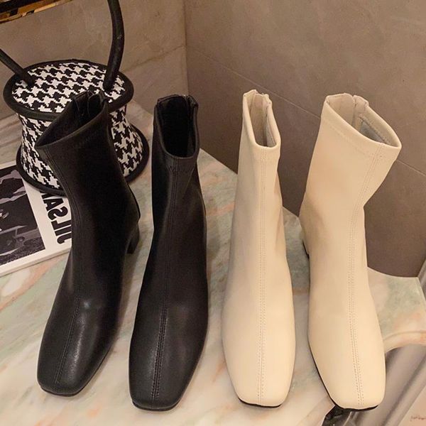boots elegant women beige thick high heels ankle designer soft leather zippers sock vintage lady low heel shoes us54, Black
boots elegant women beige thick high heels ankle designer soft leather zippers sock vintage lady low heel shoes us54, Black