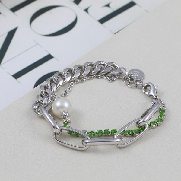 charm bracelets simple personality cold windmill stitching thick chain inlaid green pearl double-decker bracelet gift couple, Golden;silver
charm bracelets simple personality cold windmill stitching thick chain inlaid green pearl double-decker bracelet gift couple, Golden;silver