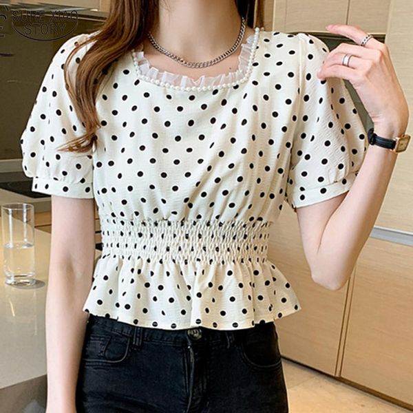 women's blouses & shirts 2021 polka dot shirt summer casual sweet chiffon blouse short sleeve elastic waist fashion clothing blusas 15, White
women's blouses & shirts 2021 polka dot shirt summer casual sweet chiffon blouse short sleeve elastic waist fashion clothing blusas 15, White