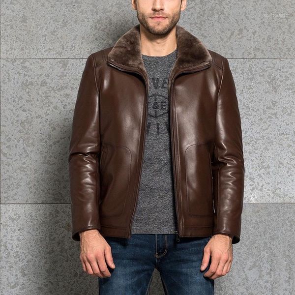 men's leather & faux mens jacket 100% sheepskin lamb fur business men shearling natural keep warm coat, Black
men's leather & faux mens jacket 100% sheepskin lamb fur business men shearling natural keep warm coat, Black