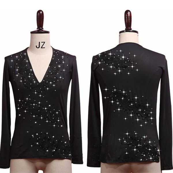 latin dance shirts men long sleeve v neck embroidered shiny rhinestones dancing male competition show wear dn3532 stage, Black;red
latin dance shirts men long sleeve v neck embroidered shiny rhinestones dancing male competition show wear dn3532 stage, Black;red