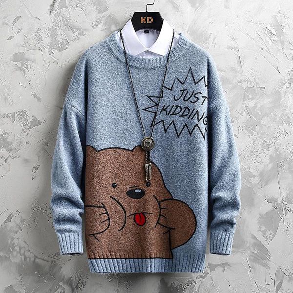 men's sweaters cartoon bear sweater winter fashion long-sleeved cashmere knitted pullover to keep warm 2021 top, White;black
men's sweaters cartoon bear sweater winter fashion long-sleeved cashmere knitted pullover to keep warm 2021 top, White;black