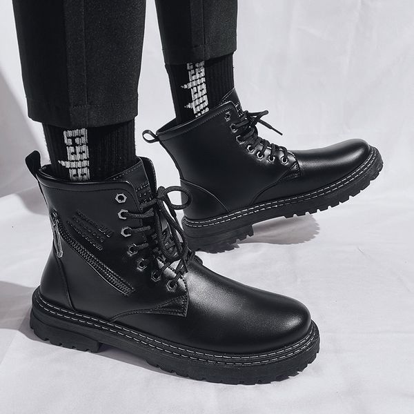 shoes 2021 autumn winter new high leather martin boots fashion men's casual british, Black
shoes 2021 autumn winter new high leather martin boots fashion men's casual british, Black