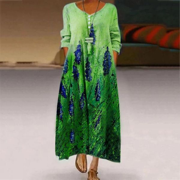casual dresses romantic lavender print long dress women floral daily o neck sleeve vintage party maxi elegant ladies robe, Black;gray
casual dresses romantic lavender print long dress women floral daily o neck sleeve vintage party maxi elegant ladies robe, Black;gray