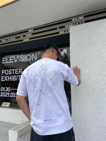 klx fashion brand ch short sleeve lovers summer new comfortable loose men's croce embroidered letter t-shirt, White;black
klx fashion brand ch short sleeve lovers summer new comfortable loose men's croce embroidered letter t-shirt, White;black
