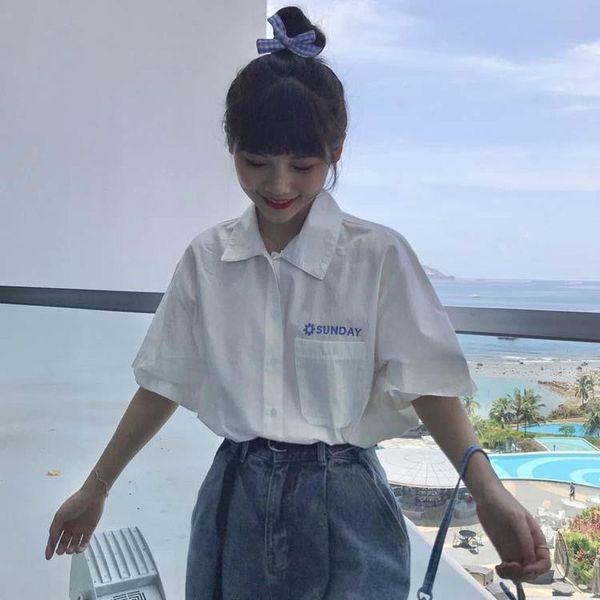 women's blouses & shirts japanese women's pimp, harajuku short sleeved shirt, lovely letter embroidery, white, novelty in summer 2
women's blouses & shirts japanese women's pimp, harajuku short sleeved shirt, lovely letter embroidery, white, novelty in summer 2