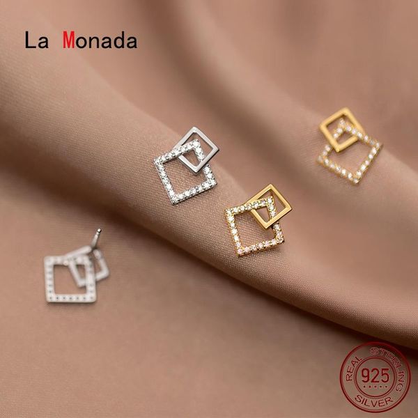 la monada minimalist women's earrings fashion silver 925 jewelry small square sterling stud korean female, Golden;silver
la monada minimalist women's earrings fashion silver 925 jewelry small square sterling stud korean female, Golden;silver