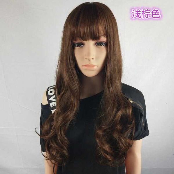 wig women's long curly hair with pear flower head korean air bangs natural big wave chemical fiber headgear, Black
wig women's long curly hair with pear flower head korean air bangs natural big wave chemical fiber headgear, Black