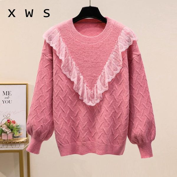 women's sweaters loose woman sweater 2021 fashion lace patchwork lantern sleeve kint oversized pullover casual solid autumn winter, White;black
women's sweaters loose woman sweater 2021 fashion lace patchwork lantern sleeve kint oversized pullover casual solid autumn winter, White;black