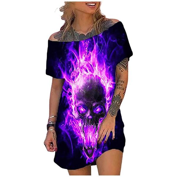 casual dresses women's summer loose dress streetwear skull patern print mini large size short-sleeved slash neck vestidos, Black;gray
casual dresses women's summer loose dress streetwear skull patern print mini large size short-sleeved slash neck vestidos, Black;gray