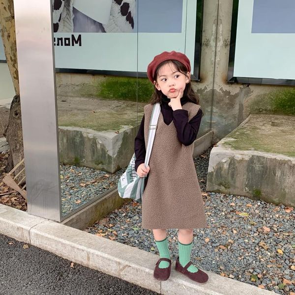 girl's dresses mila chou 2021 winter girls grain fleece vest dress children thick v-neck sleeveless outerwear kids korean fashion cloth, Red;yellow
girl's dresses mila chou 2021 winter girls grain fleece vest dress children thick v-neck sleeveless outerwear kids korean fashion cloth, Red;yellow