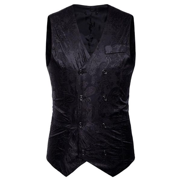 men's vests mens black paisley double breasted suit vest 2021 brand formal dress business wedding waistcoat men chaleco hombre xxl, Black;white
men's vests mens black paisley double breasted suit vest 2021 brand formal dress business wedding waistcoat men chaleco hombre xxl, Black;white