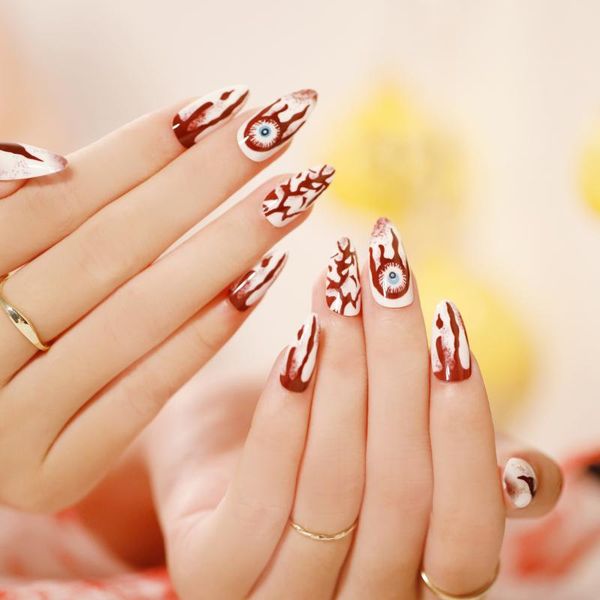 false nails 24pcs halloween fake with designs nail press on full cover tips artifical glue sticker, Red;gold
false nails 24pcs halloween fake with designs nail press on full cover tips artifical glue sticker, Red;gold