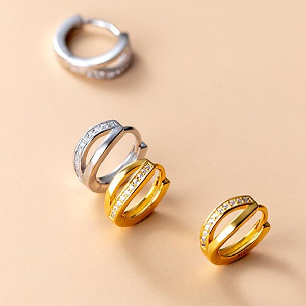 hoop & huggie 100% 925 sterling silver iced out double row cz stone earring cute small jewelry earrings for female gifts, Golden;silver
hoop & huggie 100% 925 sterling silver iced out double row cz stone earring cute small jewelry earrings for female gifts, Golden;silver