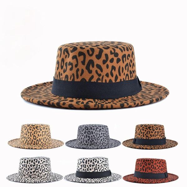 wide brim hats leopard print flat hat ladies wool felt men party jazz panama, Blue;gray
wide brim hats leopard print flat hat ladies wool felt men party jazz panama, Blue;gray