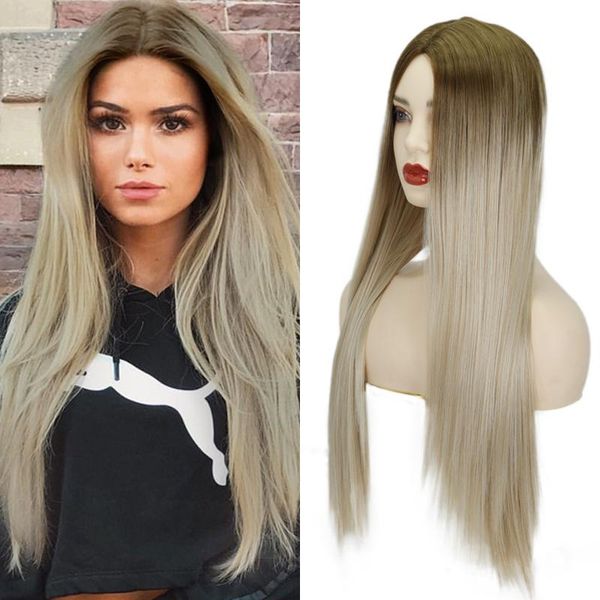 synthetic wigs azqueen long straight omber blonde for women mixed brown and wig middle part nature hair line, Black
synthetic wigs azqueen long straight omber blonde for women mixed brown and wig middle part nature hair line, Black