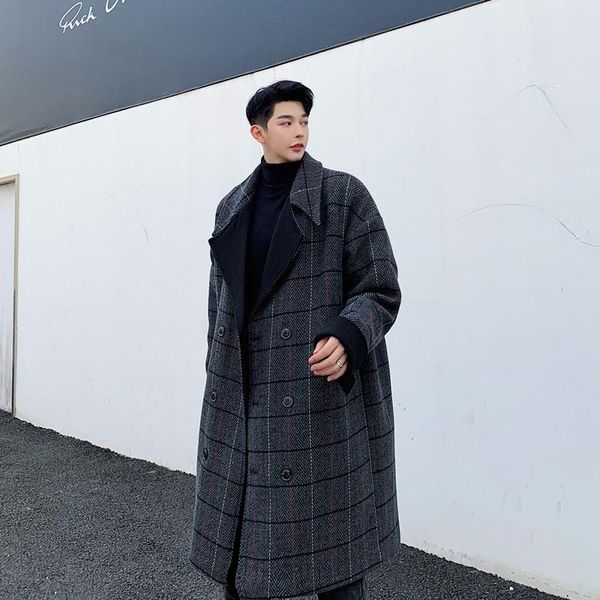 men's wool & blends spring autumn male vintage fashion casual loose long jacket overcoat men plaid trench coat outerwear, Black
men's wool & blends spring autumn male vintage fashion casual loose long jacket overcoat men plaid trench coat outerwear, Black