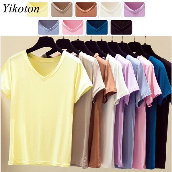 women's t-shirt basic cotton women shirts v-neck t shirt plus size 5xl solid color short sleeve elastic base clothing, White
women's t-shirt basic cotton women shirts v-neck t shirt plus size 5xl solid color short sleeve elastic base clothing, White