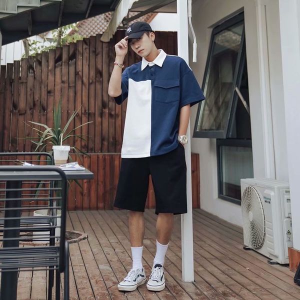 t shirt ins men's and women's polo loose casual oversize couple short sleeve medium youth lapel bf, White;black
t shirt ins men's and women's polo loose casual oversize couple short sleeve medium youth lapel bf, White;black