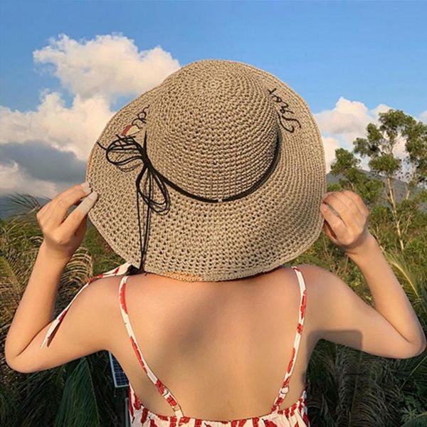 wide brim hats for women summer uv protection letter bowknot foldable straw weave hat sun prevent sunscreen beach caps, Blue;gray
wide brim hats for women summer uv protection letter bowknot foldable straw weave hat sun prevent sunscreen beach caps, Blue;gray