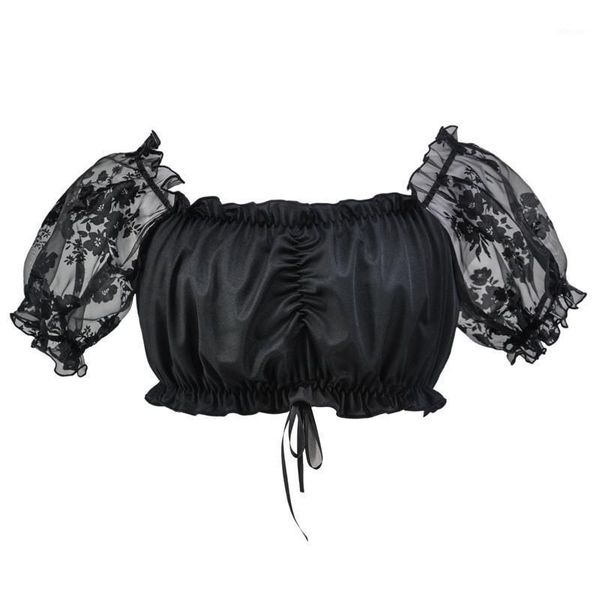 vintage summer off shoulder lace ruffles short crop black chiffon lantern sleeve shirt gothic women clothes bustiers & corsets, Black;white
vintage summer off shoulder lace ruffles short crop black chiffon lantern sleeve shirt gothic women clothes bustiers & corsets, Black;white
