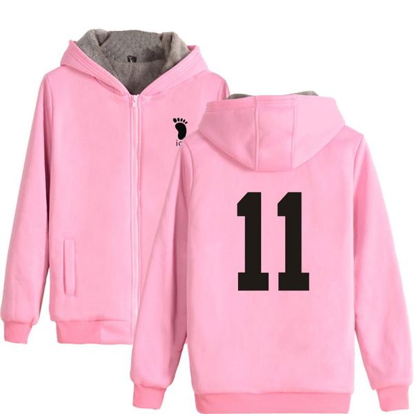 warm thick zipper hoodie sweatshirt boy girl spring volleyball teenager haikyuu anime print casual comfortable sportswear men's hoodies, Black