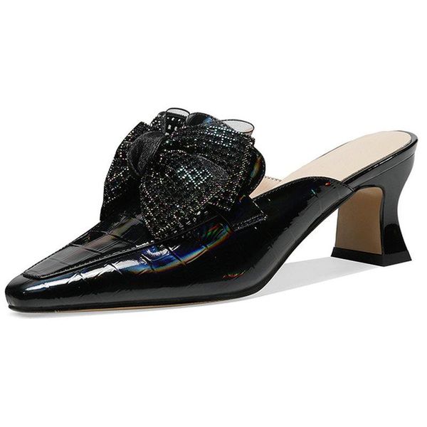 classic women mules bowties decoration poined toe high heels slippers for genuine leather office lady basic shoes woman, Black
classic women mules bowties decoration poined toe high heels slippers for genuine leather office lady basic shoes woman, Black