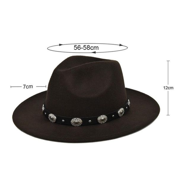 wide brim hats 1pcs men's and women's fashion woolen hat national style jazz solid color metal accessories retro black s78, Blue;gray
wide brim hats 1pcs men's and women's fashion woolen hat national style jazz solid color metal accessories retro black s78, Blue;gray