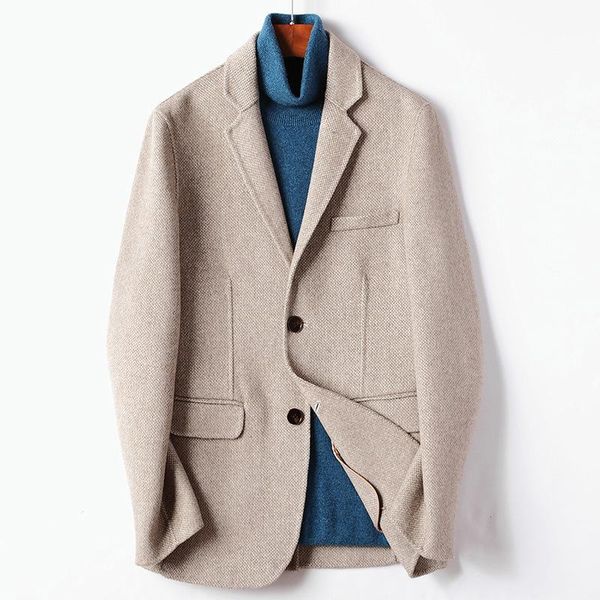 men's wool & blends autumn winter woolen coat 2021 hand-made double-sided 54% jacket streetwear short windbreaker slim overcoat suit, Black
men's wool & blends autumn winter woolen coat 2021 hand-made double-sided 54% jacket streetwear short windbreaker slim overcoat suit, Black