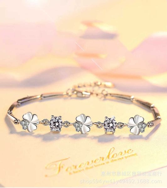 four leaf grass bracelet women's s925 zircon lucky sweet korean simple sier, Golden;silver
four leaf grass bracelet women's s925 zircon lucky sweet korean simple sier, Golden;silver