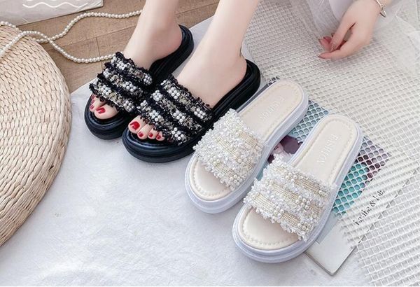 slippers 2021 european and american summer round head thick soled women's korean muffin pearl, Black
slippers 2021 european and american summer round head thick soled women's korean muffin pearl, Black
