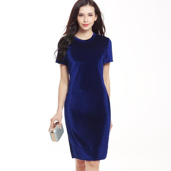 casual dresses women velvet sheath dress green black o-neck short sleeve slim pencil office work wear knee length, Black;gray 
casual dresses women velvet sheath dress green black o-neck short sleeve slim pencil office work wear knee length, Black;gray