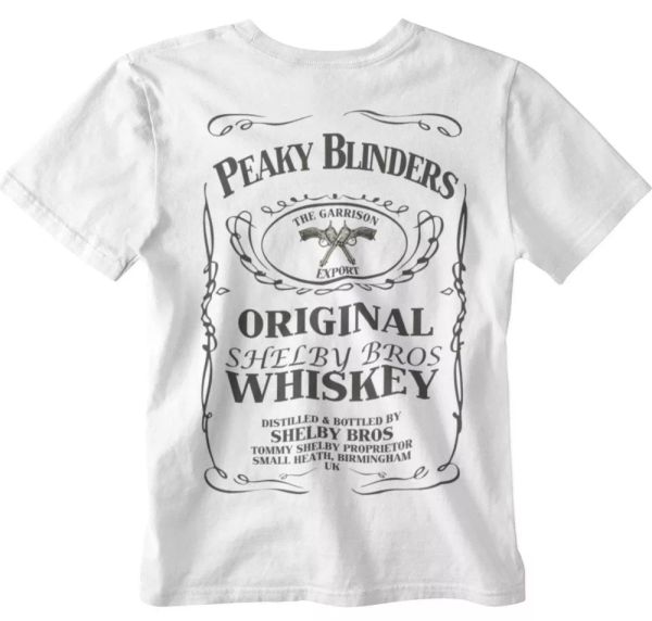Peaky Blinders T-shirt Bottle Design gangster garrison pub tee bbc, White;black